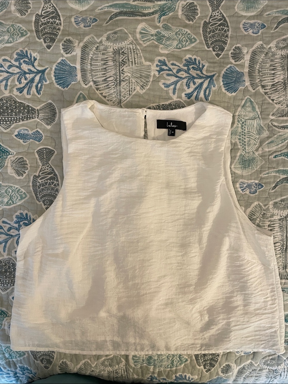 Lulu's Ivory Sleeveless Textured Crop Top
